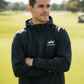 Full-zip windbreaker with hood and side pockets