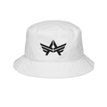 Bucket hat with minimalist embroidered emblem and slogan detail