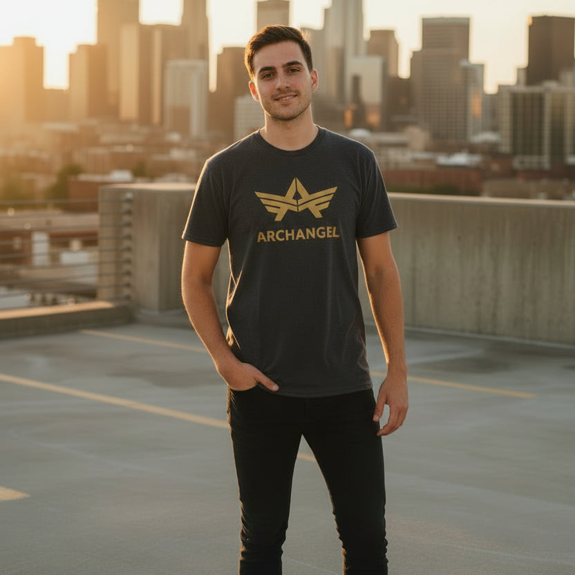 Black performance T-shirt with a clean, minimal design